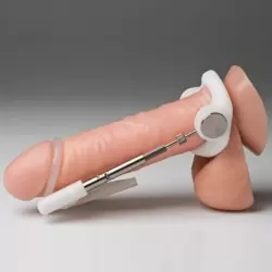 Набор для увеличения пениса Jes-Extender Silver с серебряным покрытием – серебряный с белым