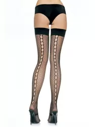 Сетчатые чулки с ажурным швом сзади (Temptlife) – черный 