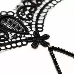 Черный кружевной браслет ручной работы с бусинками Dolce Piccante Bello fiore - S/M