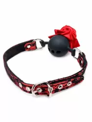 Элегантный кляп EDC Full Bloom, в форме розы, диаметр 4,3 см, силикон, красный с чёрным