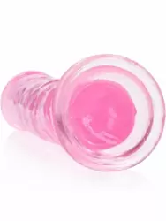 Реалистичный фаллоимитатор RealRock Straight Realistic, 20 см, ТПЕ, прозрачный розовый