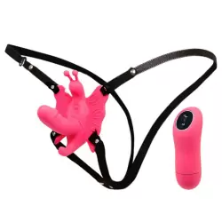 Клиторальный вибростимулятор-бабочка на ремешках Ultra Passionate – розовый