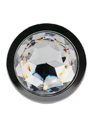 Алюминиевая текстурная анальная пробка с прозрачным кристаллом Medium