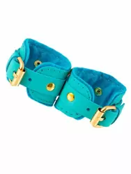 Миниатюрные наручники Pecado BDSM «МИНИ», двуслойные, натуральная кожа, голубые