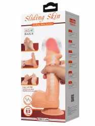 Реалистичный фаллоимитатор Baile Sliding Skin, 21,8 см, 3 скорости, с подвижной кожей, ТПР, телесный