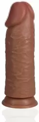 Реалистичный фаллоимитатор Shots Toys Extra Thick Straight without Balls, на присоске, с набухшими венами, 23 см х 7,6 см, ПВХ, мулат