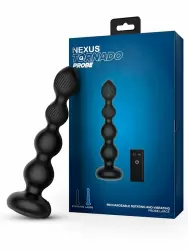 Анальная вибровтулка Nexus Tornado Beaded Probe Large с функцией вращения, 18,8 см, черная