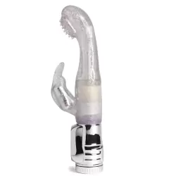 Высокотехнологичный вибромассажер Rotating G-Spot Rabbit с клиторальным стимулятором – прозрачный