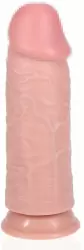 Реалистичный фаллоимитатор Shots Toys Extra Thick Straight without Balls, на присоске, с набухшими венами, 23 см х 7,6 см, ПВХ, телесный