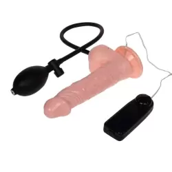 Надувной дилдо-реалистик с вибрацией на присоске Inflatable Realistic Cock – телесный