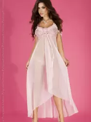 Воздушная длинная сорочка Chilirose и стринги – розовый, L/XL