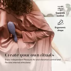 Инновационный вибратор-кролик Womanizer Duo 2 Petrol, технология Pleasure Air, сиреневый