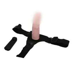 Полый реалистичный страпон Ultra Passionate Harness с вибрацией– телесный