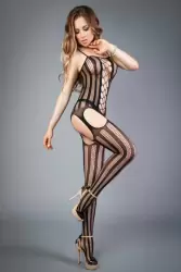 Боди-комбинезон Impulse в крупную вертикальную полоску - черный, S-L 