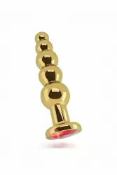 Золотая анальная пробка (елочка) с рубиновым кристаллом Gold Plug - Red Sapphire