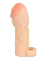 Реалистичная закрытая насадка на пенис T&ampB Extension, 17 см, с подхватом мошонки, ТПЕ, телесный