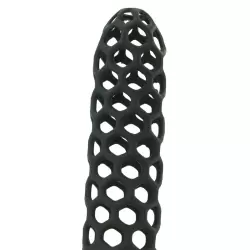 Насадка стимулирующая Silicone Warrior Cock Cage с кольцом на мошонку – черная