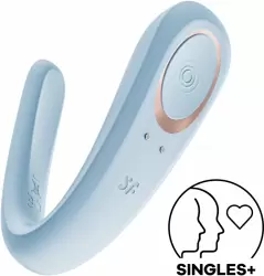 Вибромассажер для пар Satisfyer, голубой, 10 режимов, силикон