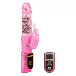 Ротатор-вибромассажер двойного действия Clit Critter с пультом дистанционного управления – розовый