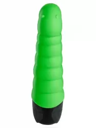 Ребристый вибратор Fun Factory Little Paul, с изогнутой головкой, 14 см, зеленый