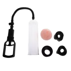 Мужская вакуумная помпа с 4-мя уплотнителями Penis Pump – прозрачный с черным