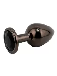 Черная алюминиевая анальная пробка с кристаллом Medium