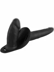 Реалистичный страпон Double Strap On, двойной, вагинально-анальный, силикон, черный