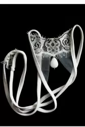 Белые кружевные трусики ручной работы Dolce Piccante Goccia с доступом - М