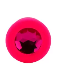 Средняя силиконовая анальная пробка Kanikule Medium с кристаллом – розовый