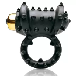 Эрекционное кольцо Gold Vibrating Cockring с вибрацией черное с золотом	