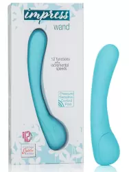 Изогнутый вибратор Impress Wand, 20,3 см, 12 режимов, силикон, голубой