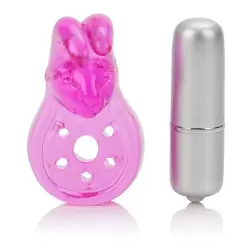 Эракционное виброкольцо со стимулятором клитора Кролик Micro Vibe Arouser Bunny – розовый