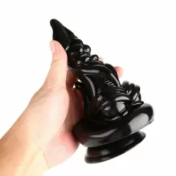 Анальный стимулятор необычной формы с рельефом X-MEN, черный