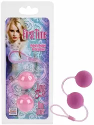 Вагинальные шарики First Time Duo Lovers на гибкой сцепке – розовый
