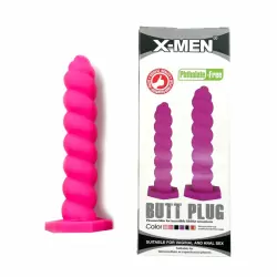 Анальный стимулятор со спиралевидным рельефом, X-MEN, розовый