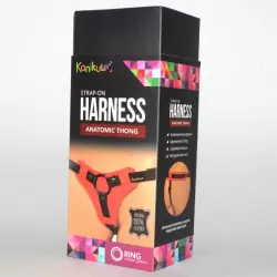 Страпон-трусики Kanikule Anatomic Thong O-ring кожаные – красный с черным