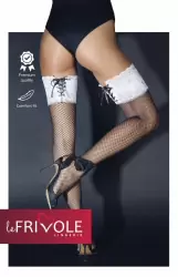 Чулки с широкой белой резинкой на завязках (Sense)