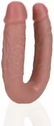 Реалистичный двусторонний фаллоимитатор в виде подковы Shots Toys U Shaped Double Dildo, с набухшими венами, ПВХ, 12,7 см х 3,2 см