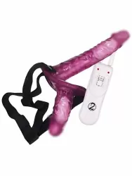 Реалистичный вибрострапон Orion, двойной на ремешках, с проводным пультом, ПВХ, сиреневый