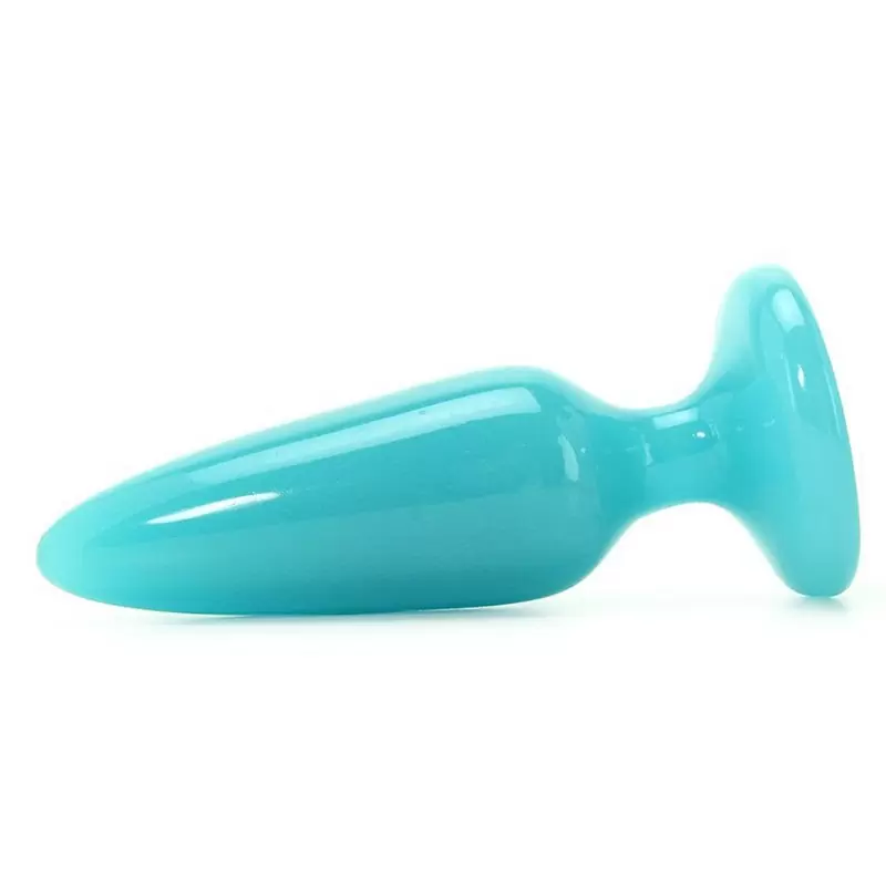 Средняя анальная пробка Firefly Pleasure Plug - Medium светящаяся в темноте – голубой