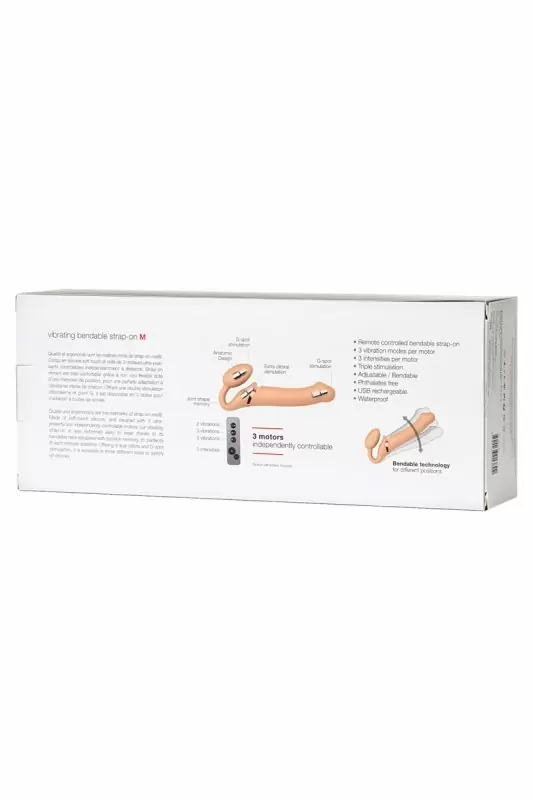 Безремневой страпон с вибрацией. Strap-on-me. 24,5 см. Телесный