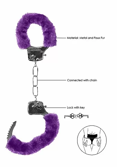 Металллический наручники с замком Furry Pleasure Handcuffs Purple