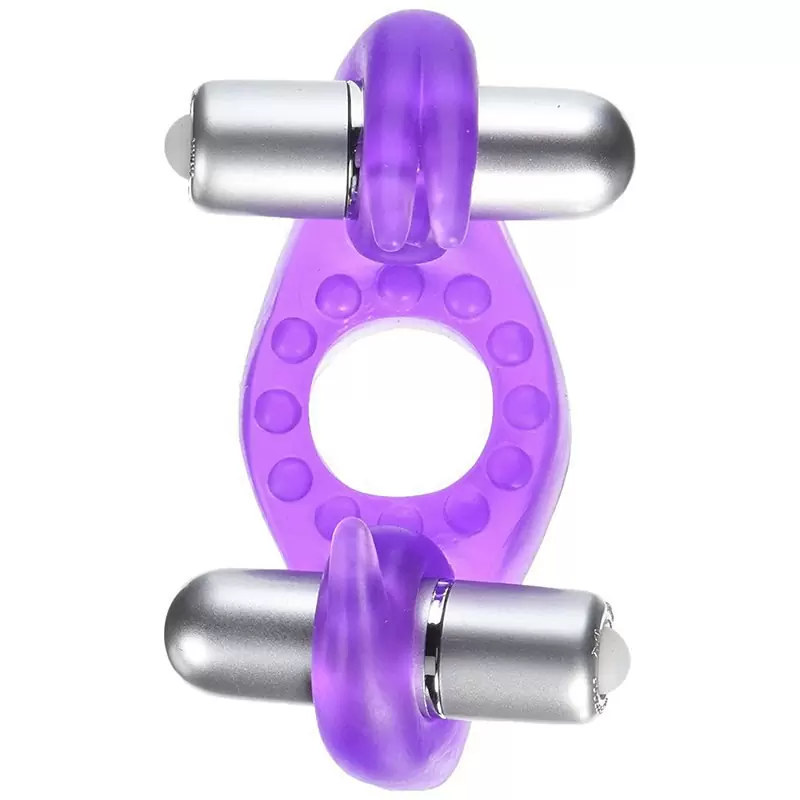 Кольцо для поддержания эрекции с двумя вибростимуляторами Wireless Rockin' Rabbit – фиолетовый