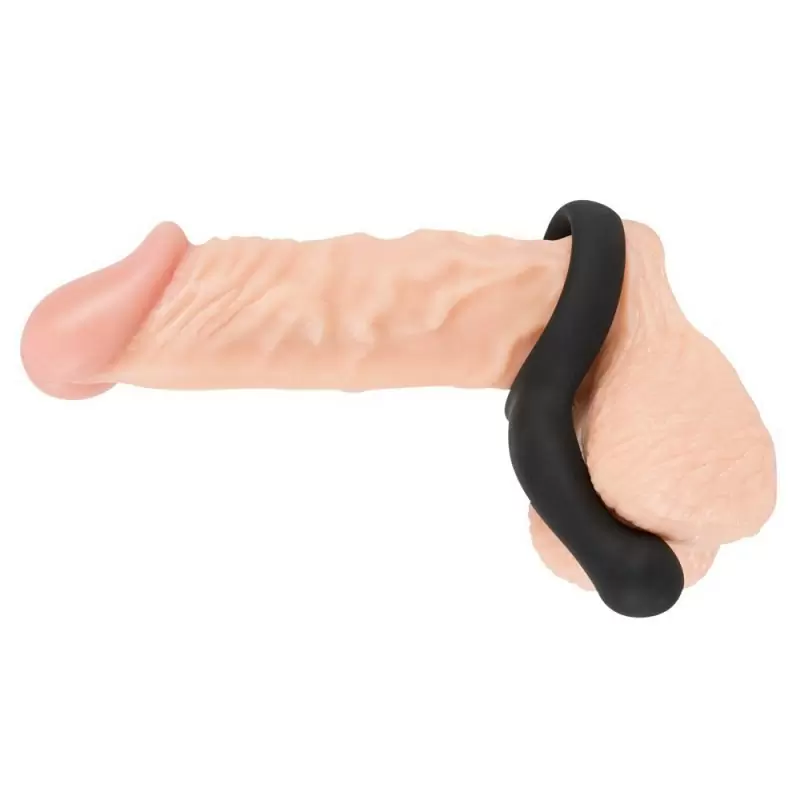 Кольцо на пенис Black Velvets со стимулятором промежности – черный