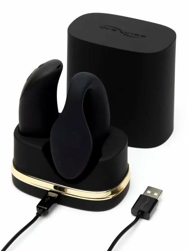 Новогодний набор для пар Golden Moments: Стимулятор клитора Womanizer Premium 2, технология Pleasure Air + Вибратор для пар We-Vibe Chorus, 10 режимов