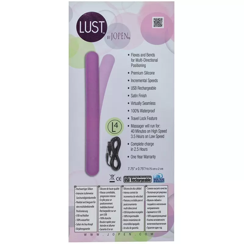 Гибкий вибромассажер Lust by Jopen L4 – фиолетовый