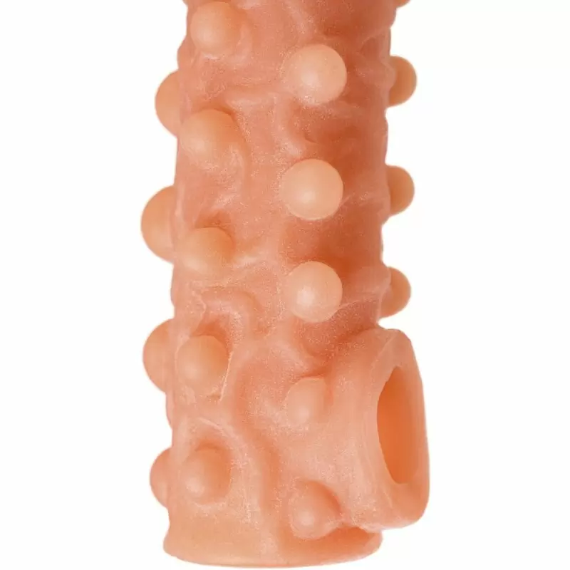 Реалистичная насадка на пенис с шариками и отверстием для мошонки «Cock sleeve» (большая), Kokos