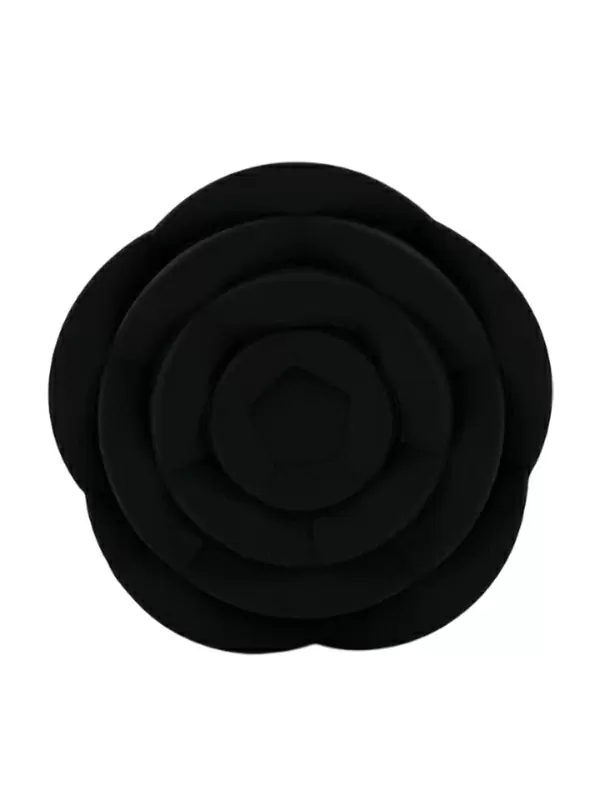 Силиконовая анальная пробка Kanikule Black Rose с ограничителем в форме розочки, 10 см х 4,5 см, чёрный, Large