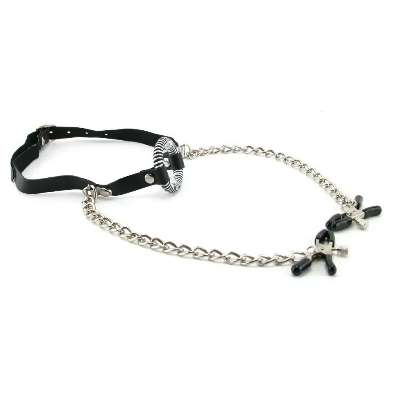 Кляп с зажимами для сосков Fetish Fantasy