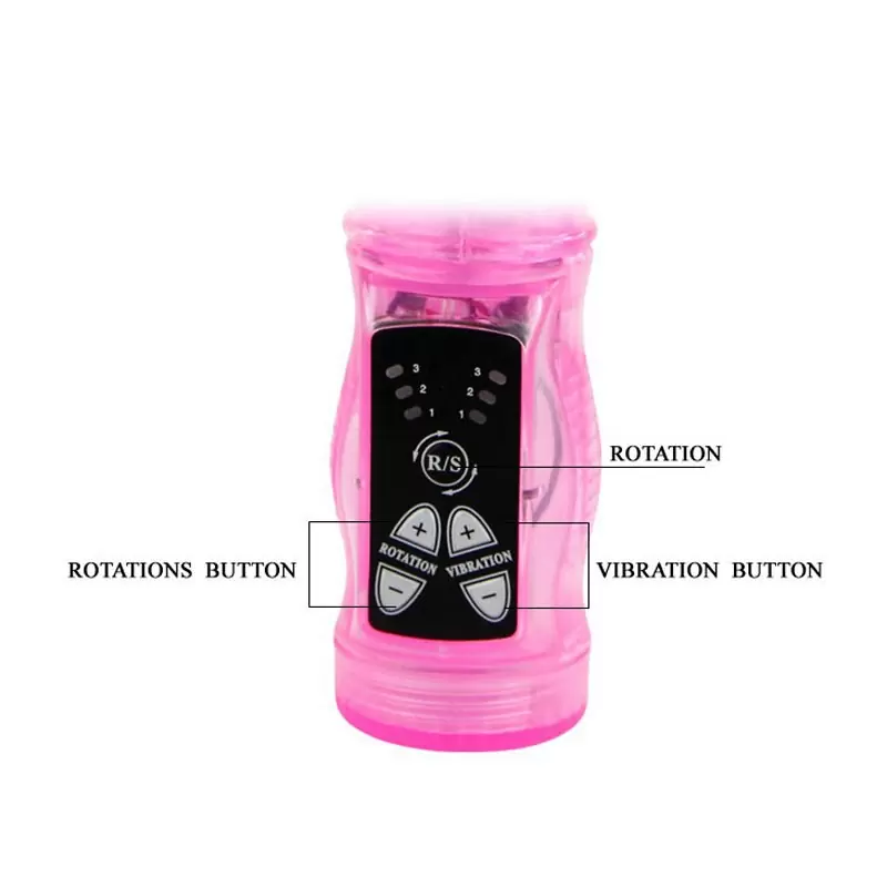 Перезаряжаемый вибромассажер-ротатор с поступательными движениями Crazy Rabbit – розовый